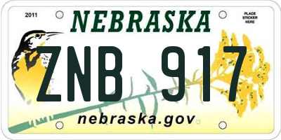 NE license plate ZNB917