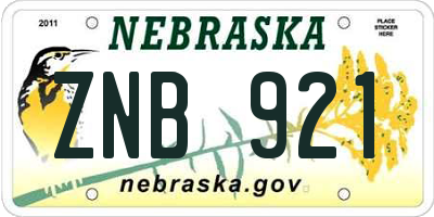 NE license plate ZNB921