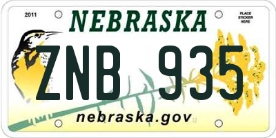 NE license plate ZNB935