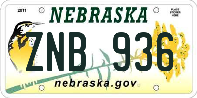 NE license plate ZNB936
