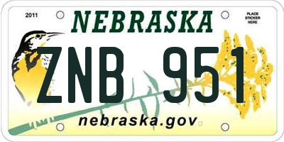 NE license plate ZNB951