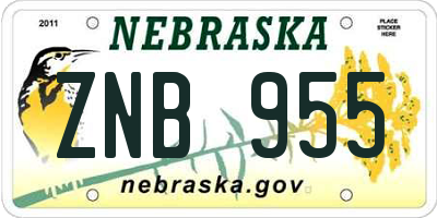 NE license plate ZNB955