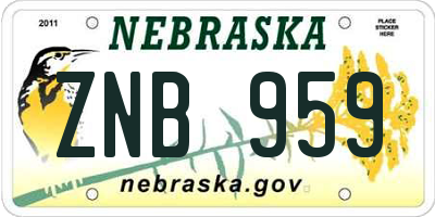 NE license plate ZNB959