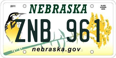 NE license plate ZNB961