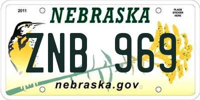 NE license plate ZNB969