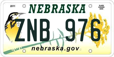 NE license plate ZNB976