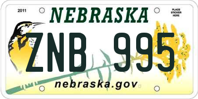 NE license plate ZNB995