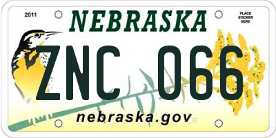 NE license plate ZNC066