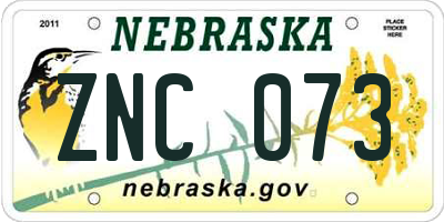 NE license plate ZNC073