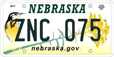 NE license plate ZNC075
