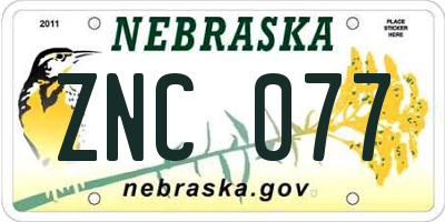 NE license plate ZNC077