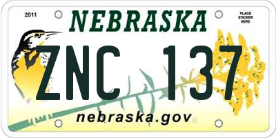 NE license plate ZNC137