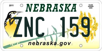 NE license plate ZNC159
