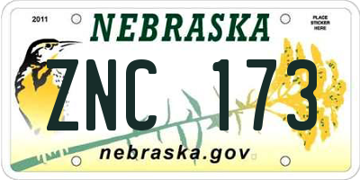 NE license plate ZNC173