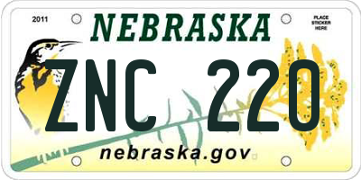 NE license plate ZNC220