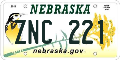 NE license plate ZNC221