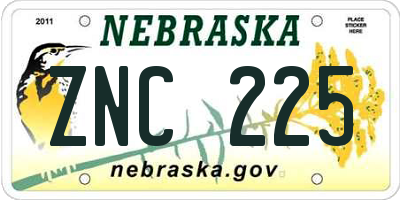 NE license plate ZNC225