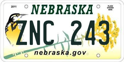 NE license plate ZNC243