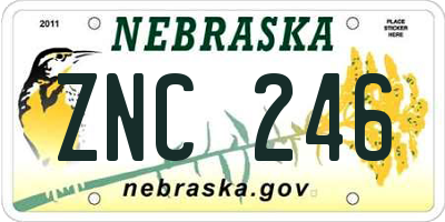 NE license plate ZNC246