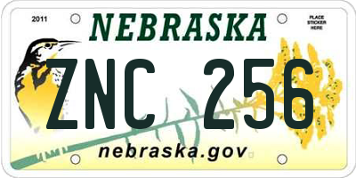 NE license plate ZNC256