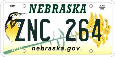 NE license plate ZNC264