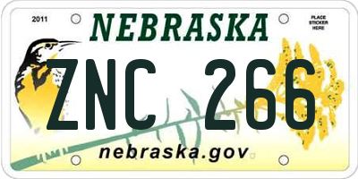 NE license plate ZNC266