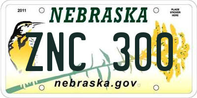 NE license plate ZNC300