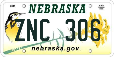 NE license plate ZNC306