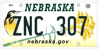 NE license plate ZNC307