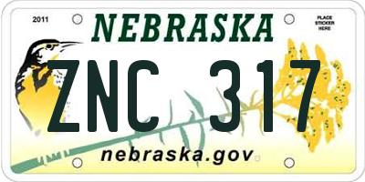 NE license plate ZNC317