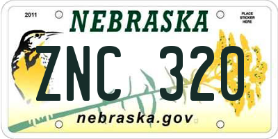 NE license plate ZNC320
