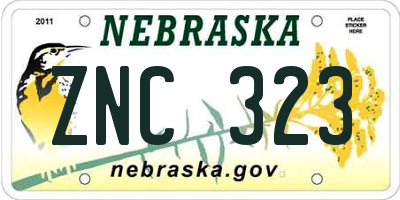 NE license plate ZNC323