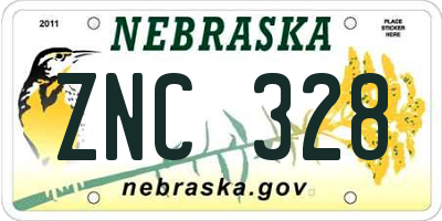 NE license plate ZNC328