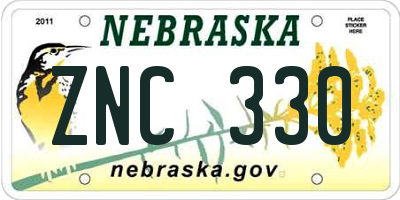 NE license plate ZNC330