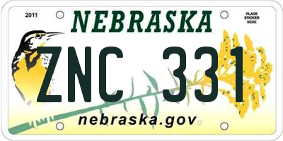 NE license plate ZNC331