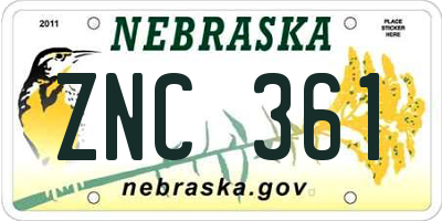 NE license plate ZNC361