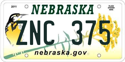 NE license plate ZNC375