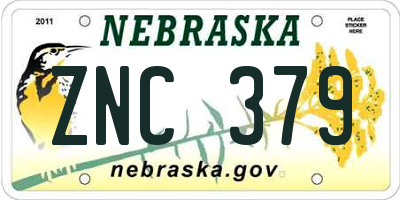 NE license plate ZNC379