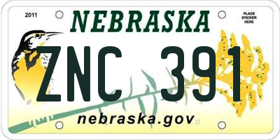 NE license plate ZNC391