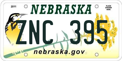 NE license plate ZNC395