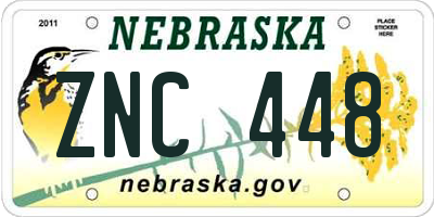 NE license plate ZNC448