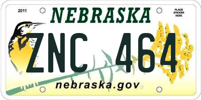NE license plate ZNC464