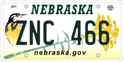 NE license plate ZNC466