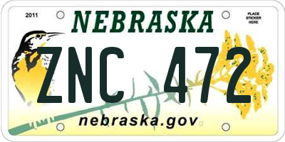 NE license plate ZNC472