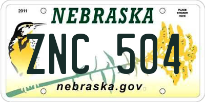 NE license plate ZNC504