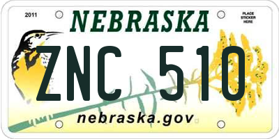 NE license plate ZNC510