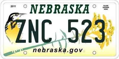 NE license plate ZNC523