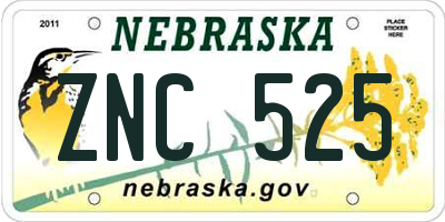 NE license plate ZNC525