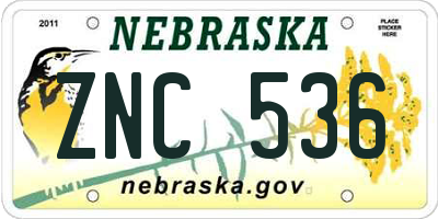 NE license plate ZNC536