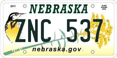 NE license plate ZNC537
